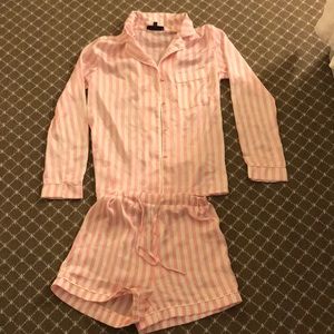 ASOS pink and white silk pajama set, size 2/Small